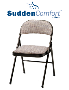 Buff Frame and Sand Fabric Seat and Back MECO 4-Pack Deluxe Fabric Padded Folding Chair 